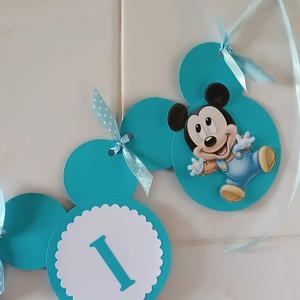 Ghirlanda personalizata cu nume baietel Mickey bleu - jucării și echipamente pentru copii - daruri de botez - Artynos.ro