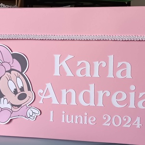 Cutie pentru dar botez fetițe Minnie roz, Jucării și echipamente pentru copii, Daruri de botez, Arta de hârtie, ARTYNOS