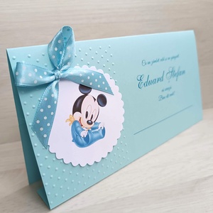 Plicuri dar botez băieți, baby Mickey bleu - jucării și echipamente pentru copii - daruri de botez - Artynos.ro