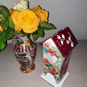 Casuta ceai cu maci, Casă & Stil de viață, Accesorii pentru echipamente de bucătărie, Instrumente de depozitare pentru bucătărie, Cutie ceai, cutie cafea, Decoupage, transfer și tehnici șervețel, ARTYNOS