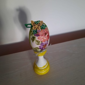 Ou cu suport galben, Casă & Stil de viață, Accesorii pentru decorat casa, Decorațiuni de masă și decorațiuni pentru rafturi , Decorațiuni de masă, Decoupage, transfer și tehnici șervețel, ARTYNOS