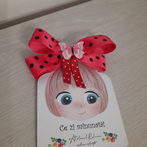 Clama cu funda rosie cu buline - îmbrăcăminte și modă - accesorii păr - bandă de păr și agrafe păr - Artynos.ro