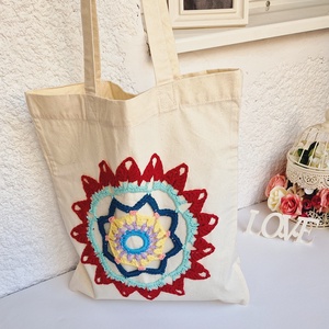 Plasă bumbac Colorful Mandala Star, Geantă și husă, Geantă pentru cumpărături, Geantă shopper, geantă tote, geantă textilă, , ARTYNOS