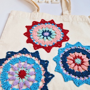 Plasă bumbac Colorful Crochet Mandala - geantă și husă - geantă pentru cumpărături - geantă shopper, geantă tote, geantă textilă - Artynos.ro