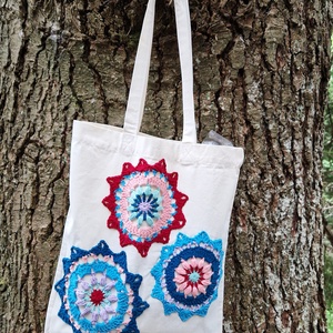 Plasă bumbac Colorful Crochet Mandala - geantă și husă - geantă pentru cumpărături - geantă shopper, geantă tote, geantă textilă - Artynos.ro