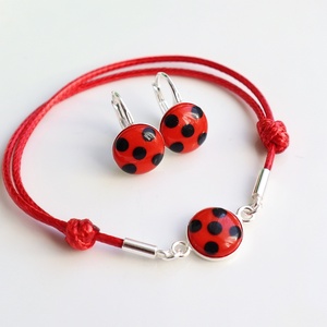 Set cadou Ladybug cercei și brățară - bijuterii - seturi de bijuterii - Artynos.ro