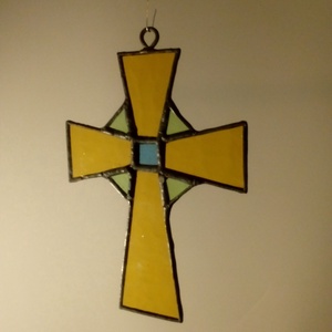 Crucifix Vitraliu Tiffany, Accesorii de Crăciun, Accesorii pentru copt de Crăciun, Artă de sticlă, ARTYNOS