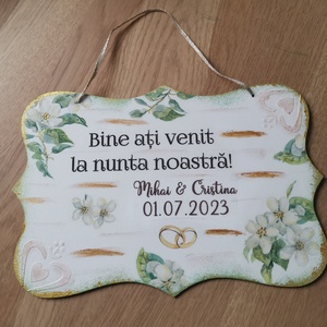 Placa  Bine ați venit  - accesorii nuntă - amintiri și cadouri de nuntă - cadouri de bun venit nuntă - Artynos.ro