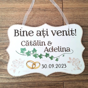 Placa  Bine ați venit  - accesorii nuntă - amintiri și cadouri de nuntă - cadouri de bun venit nuntă - Artynos.ro