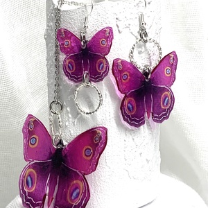 Set bijuterii handmade unicat din rasina - fluturi - accesorii nuntă - seturi bijuterii mireasă - set bijuterii de mireasă - Artynos.ro