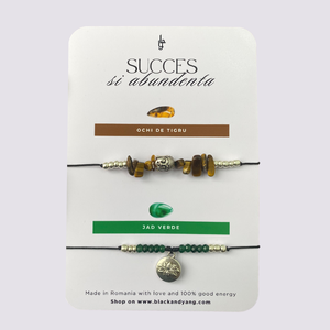 SET BRATARI CRISTALE NATURALE DE OCHI DE TIGRU SI JAD VERDE  - BUDDHA SI FLOARE DE LOTUS - SUCCES SI ABUNDENTA - bijuterii - brățări - brățară cu mărgele - Artynos.ro