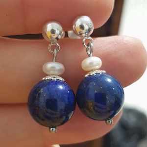 Cercei semipretioase lapis lazuli si argint 925 cercei atarnatori cercei handmade cercei vintage, Bijuterii, Cercei, Cercei drop, Confecționarea bijuteriilor, ARTYNOS