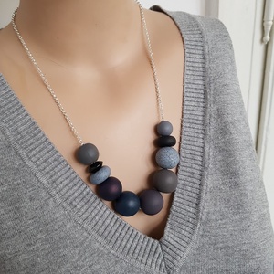 Colier negru colier modern colier statement colier geometric margele negre bijuterie casual cadou sotie profesoara dama - bijuterii - coliere - coliere statement - Artynos.ro