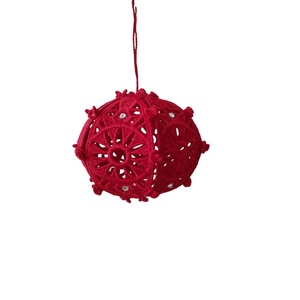 Globulet 3D rosu pentru brad, Accesorii de Crăciun, Decorațiuni de Crăciun de casă, Decorațiuni pentru pomul de Crăciun, Broderie, ARTYNOS