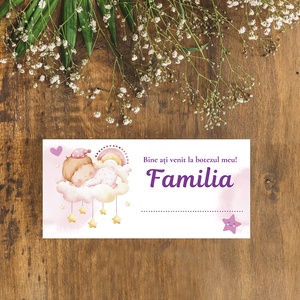 Plic de bani pentru botez model bebelus nor roz, baby girl - accesorii nuntă - amintiri și cadouri de nuntă - cadou nuntă - plic de bani, card - Artynos.ro