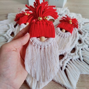 Moș Crăciun Macrame, Accesorii de Crăciun, Cadou tematic de Moș Crăciun, decorațiuni, Cadouri de Moș Crăciun, Împletitură, Înnoda, ARTYNOS