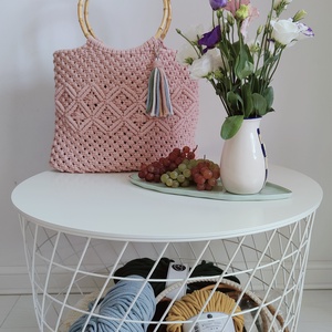 Poșetă Macrame Pastel Pink - geantă și husă - accesorii genți - agățător de sac - Artynos.ro