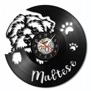 BICHON MALTESE- ceas de perete, Accesorii locuință, Accesorii pentru decorat casa, Decorațiuni de pereți, decorațiuni suspendate, Ceasuri de perete, , ARTYNOS