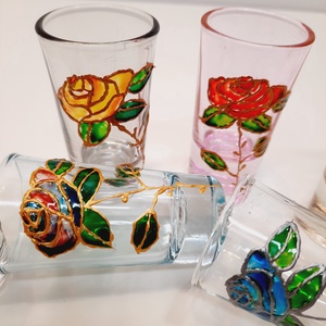 Pahare de votcă/tequila pictate, Arte vizuale și accesorii , Picturi, Pictură pe sticlă, Pictură, Artă de sticlă, ARTYNOS