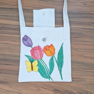 Geanta pictata cu lalele - geantă și husă - geantă pentru cumpărături - geantă shopper, geantă tote, geantă textilă - Artynos.ro