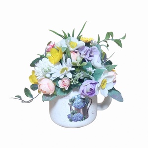 Aranjament floral mov galben in cana ceramica, Accesorii locuință, Accesorii pentru decorat casa, Decorațiuni de masă și decorațiuni pentru rafturi , Florării și grădini de sticle, Aranjament de flori, ARTYNOS