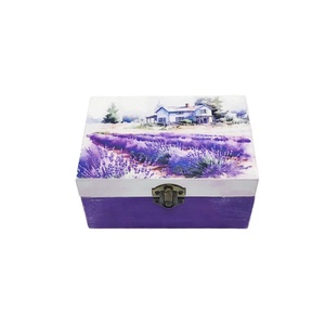 Cutie lemn design cu lavanda, decorata manual, unicat, Bijuterii, Suporturi bijuterii și cutie bijuterii, Cutii de bijuterii, Decoupage, transfer și tehnici șervețel, ARTYNOS