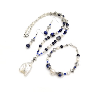 Set bijuterii cu perle, lapis lazuli si agate - bijuterii - seturi de bijuterii - Artynos.ro