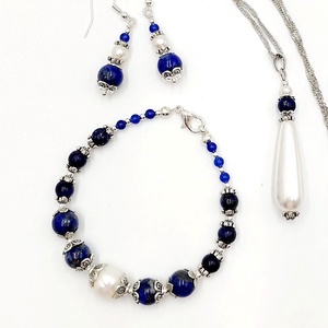 Set bijuterii cu lapis lazuli, perle si agate - bijuterii - seturi de bijuterii - Artynos.ro