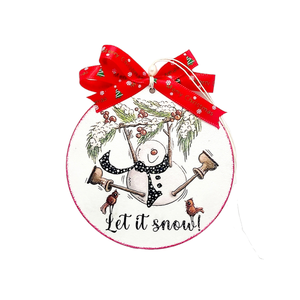 Glob lemn pentru Craciun, Let it snow - accesorii de crăciun - decorațiuni de crăciun de casă - decorațiuni pentru pomul de crăciun - Artynos.ro