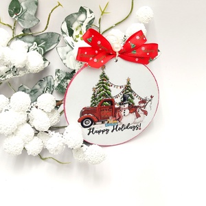 Glob lemn pentru Craciun, Happy Holidays - accesorii de crăciun - decorațiuni de crăciun de casă - decorațiuni pentru pomul de crăciun - Artynos.ro