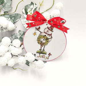 Glob lemn pentru Craciun, Be Jolly, Accesorii de Crăciun, Decorațiuni de Crăciun de casă, Decorațiuni pentru pomul de Crăciun, Decoupage, transfer și tehnici șervețel, Obiecte pictate, ARTYNOS