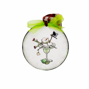 Glob lemn pentru Craciun, Snowman in margarita - accesorii de crăciun - decorațiuni de crăciun de casă - decorațiuni pentru pomul de crăciun - Artynos.ro