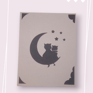 Felicitare 'Cat couple on the Moon' - casă & stil de viață - papetărie de hârtie - invitații - Artynos.ro