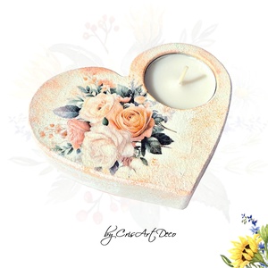 Suport decorativ pentru lumanare - buchet de trandafiri 114249, Accesorii locuință, Lumânări, parfumuri, arome, Suport lumânări, Decoupage, transfer și tehnici șervețel, ARTYNOS