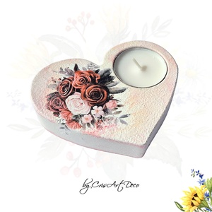 Suport decorativ pentru lumanare - buchet de trandafiri 114249, Accesorii locuință, Lumânări, parfumuri, arome, Suport lumânări, Decoupage, transfer și tehnici șervețel, ARTYNOS