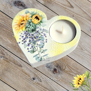 Suport decorativ pentru lumanare - buchet floarea soarelui si lavanda 114146 - casă & stil de viață - lumânări, parfumuri, arome - suport lumânări - Artynos.ro