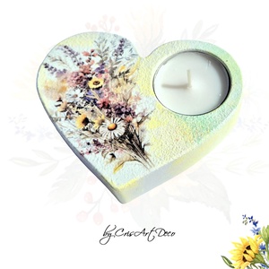 Suport decorativ pentru lumanare - buchet flori de camp 114401, Accesorii locuință, Lumânări, parfumuri, arome, Suport lumânări, Decoupage, transfer și tehnici șervețel, Pictură, ARTYNOS