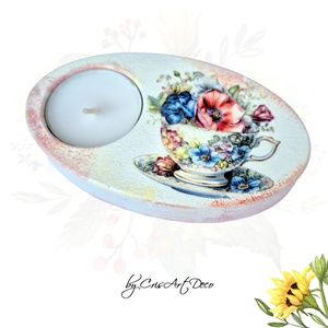 Suport decorativ pentru lumanare - maci 121226, Accesorii locuință, Lumânări, parfumuri, arome, Suport lumânări, Decoupage, transfer și tehnici șervețel, Pictură, ARTYNOS