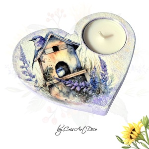 Suport decorativ pentru lumanare - lavanda 115528, Accesorii locuință, Lumânări, parfumuri, arome, Suport lumânări, Decoupage, transfer și tehnici șervețel, Pictură, ARTYNOS