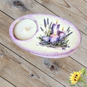 Suport decorativ pentru lumanare - lavanda 121038 - casă & stil de viață - lumânări, parfumuri, arome - suport lumânări - Artynos.ro