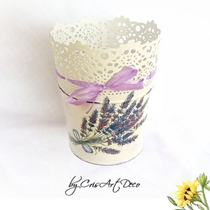 Ghiveci decorativ Lavanda - 123717, Accesorii locuință, Accesorii pentru decorat casa, Suport de flori, Ghiveci și jardiniere, Decoupage, transfer și tehnici șervețel, Pictură, ARTYNOS