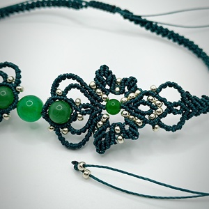 Colier Micro Macrame Jad Verde - bijuterii - coliere - coliere cu mărgele - Artynos.ro