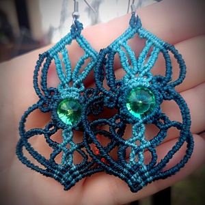 Cercei micro macrame cu cristale  - bijuterii - cercei - cercei drop - Artynos.ro