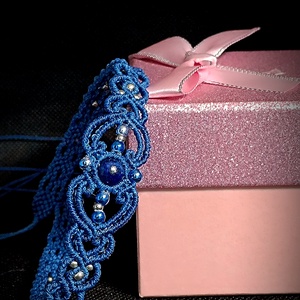 Colier Micro Macrame Albastru Lapis Lazuli - bijuterii - coliere - colier y - Artynos.ro