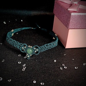 Colier choker micro macrame cu cristal Aventuri  - bijuterii - coliere - colier y - Artynos.ro