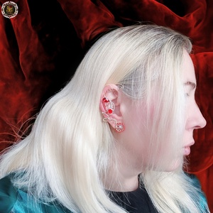 Cercel ear cuff Red Crystals - bijuterii - cercei - cercei și ornamente pentru urechi - Artynos.ro