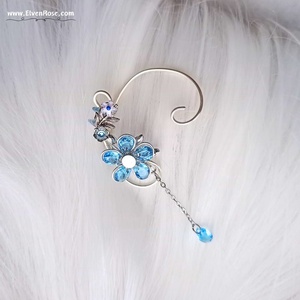 Cercel ear wrap Azure Bloom in a Rainy Day - bijuterii - cercei - cercei și ornamente pentru urechi - Artynos.ro