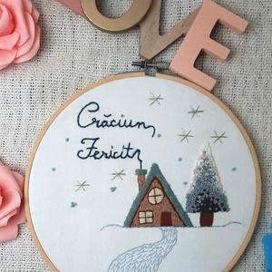 Tablou de Crăciun , Accesorii de Crăciun, Decorațiuni de Crăciun de casă, Decorațiuni pentru casă de Crăciun, Broderie, ARTYNOS