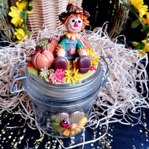 Borcan decorativ cu paiata handmade - de toamna, Accesorii locuință, Accesorii pentru decorat casa, Halloween - tot ce ai nevoie pentru petrecere!, Ornamente de Halloween, , ARTYNOS