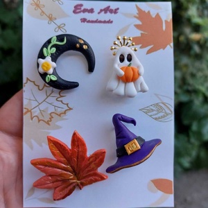 Set 4 brose handmade halloween, Accessorii și unelte, Broșă, cerc, încuietoare, , ARTYNOS